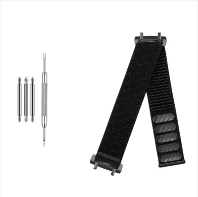 Produktbild von INF Nylon Gewebtes Armband kompatibel mit Amazfit T-Rex2 Atmungsaktiv Hochelastisch Ersatzband 1 Stück Schwarz