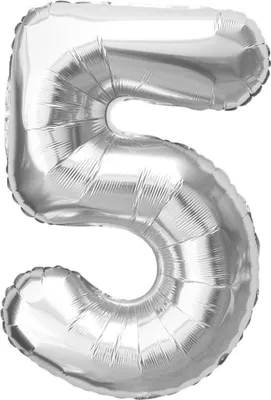 Produktbild von Oblique Unique Folien Luftballon mit Zahl 5 Geburtstag Jubiläum Silberhochzeit Party Deko Ballon - silber
