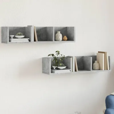 Obrázok produktu pre Nástenné skrinky 2 ks. Betónová sivá 75x18x16,5 cm Materiál na báze dreva