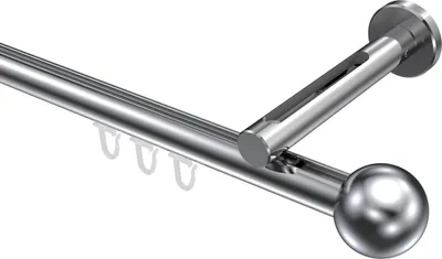 Produktbild von Interdeco Innenlaufstange / Gardinenstange mit Innenlauf Chrom, Typ Siteno Luino (Kugel), 20 mm Ø 1-läufig, 200 cm