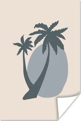 Produktbild von MuchoWow® Poster Palme - Pastell - Blau - Sonne 80x120 cm - Papierdruck