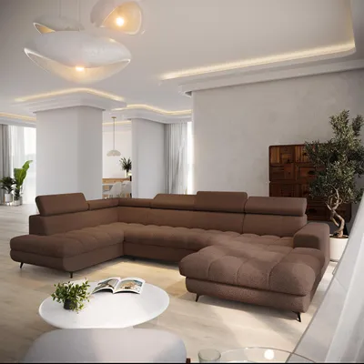 Produktbild von Masseno Ecksofa CORENO mit Schlaffunktion L-Form, Sofa mit Bettkasten, Wohnzimmersofa, Couch, Soffa, Bettsofa, Couchgarnitur- Braun, QUELLE 25
