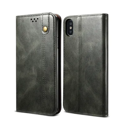 Obrázek produktu pro Pouzdro pro iPhone XS Max, kožené flip pouzdro peněženka s funkcí stojánku zelené
