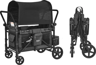 Productafbeelding van Wagenbuggy voor 4 kinderen, duw- en trekbuggy, inklapbaar, geschikt voor kamperen