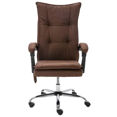 Image de vidaXL Chaise de bureau de massage Marron Tissu
