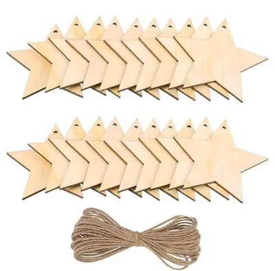 20 Holzsterne, 8 cm, natur, zum Basteln und Dekorieren