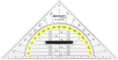 Image de Westcott E - 10133 00 : Triangle géométrique - En plastique - Avec poignée amovible - 14 cm - Transparent