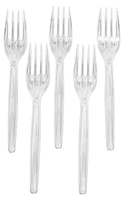 Produktbild von 100 Mehrweg Gabeln, Deluxe, transparent, 17,5 cm