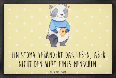 Produktbild von Mr. & Mrs. Panda fußmatte Panda künstlicher Darmausgang 50 x 75 cm - Gelb Pastell - Geschenk, Stomabeutel, Bodenvorleger, Schmutzfänger, Schmutzmatte, Schmutzfangmatte