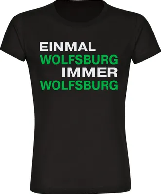 Produktbild von multifanshop Damen T-Shirt - Wolfsburg - Einmal Immer, schwarz, Größe L