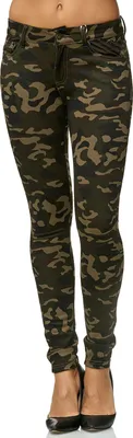 Produktbild von Elara Damen Stretch Hose Skinny Fit Jegging A92 Army 44 (2XL)