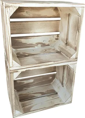 Produktbild von 2er Set Vintage Holzkisten 25 x 20 x 15 cm massive Weinkisten in vielen Farben zur Auswahl Holz Kisten Obstkisten Apfelkisten, holzregal.