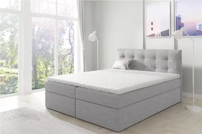 Obrázek produktu pro Čalouněná boxspringová postel 120x220 IVANA 1 - šedá + topper