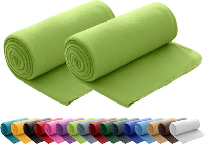 Produktbild von wometo 2er Set Polar Fleecedecke 130x160 cm, OEKO-TEX ca. 400g Gewicht, mit Antipilling & Kettelrand - Farbe grün