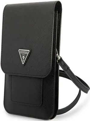 Zdjęcie produktu dla Guesspoliuretan Saffiano Triangle Logo Phone Bag schwarz