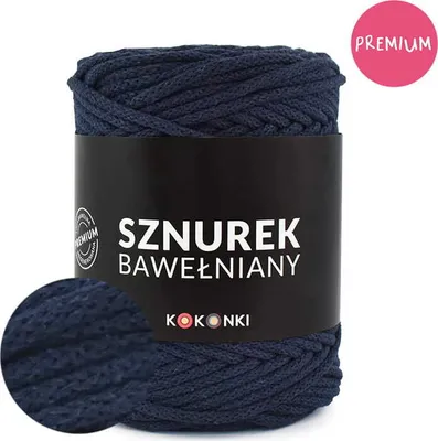 Produktbild von KOKONKI Premium Makramee Garn Baumwolle 5mm 100m Marineblau Navy Baumwollkordel Basteln DIY