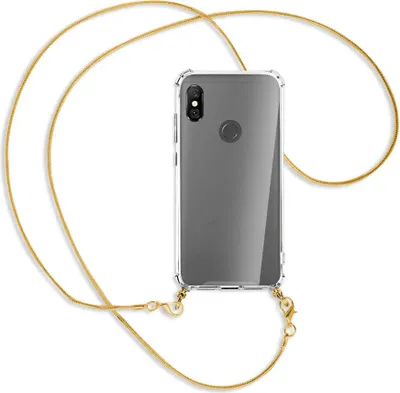 Produktbild von Handykette Backcover-Schutzhülle mit Band (Metall goldfarben) für Xiaomi Redmi Note 6 Pro - goldfarbene Kette Snake