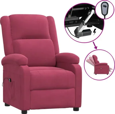 Zdjęcie produktu dla vidaXL Fotel Relax elektryczny wino czerwony aksamit