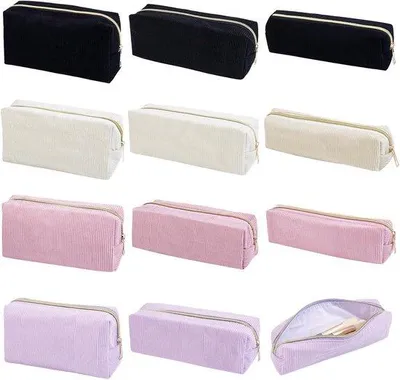 Produktbild von 12 Stück Kosmetiktaschen aus Cord, Kosmetik-Set für Damen, große Kapazität, stilvolle Kosmetiktasche, ideal für Reisen
