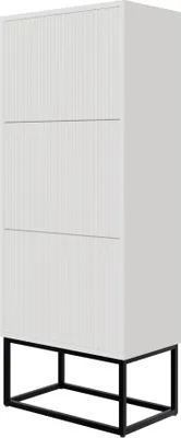 Produktbild von Selsey VELDIO - Schuhschrank mit 3 Klappen, Weiß mit schwarzem Metallgestell, 50 cm