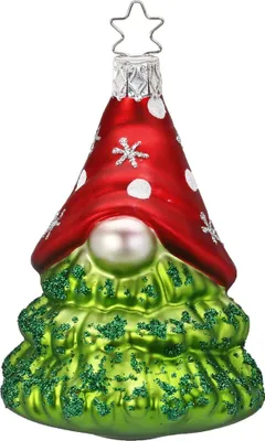 Produktbild von Christbaumschmuck Wichtel Tanne Glas 8.5cm grün / rot, 1 Stück