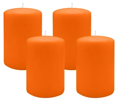 Produktbild von Flachkopf-Stumpenkerzen Mandarin 60 x Ø 60 mm, 4 Stück