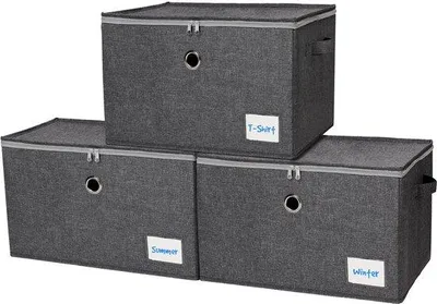 Image de Lot de trois caisses à vêtements pliables avec couvercle