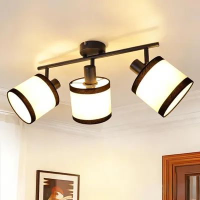Image de ZMH 3 flammes plafonnier lampe de plafond spots E14 plafonnier tissu pivotant 350° lampe de cuisine pour chambre bureau couloir cloakroom
