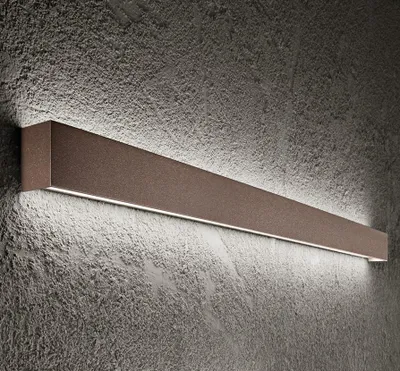 Produktbild von Moderne LED-Wandleuchte aus metallbraunem Aluminium, 30 W, 3000 K, schlankes und elegantes Design für den Innenbereich - Perenz