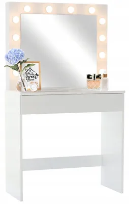 Obrázek produktu pro INLEA Toaletní stolek TIANA s LED osvětlením (LED žárovky) a zásuvkou – bílý