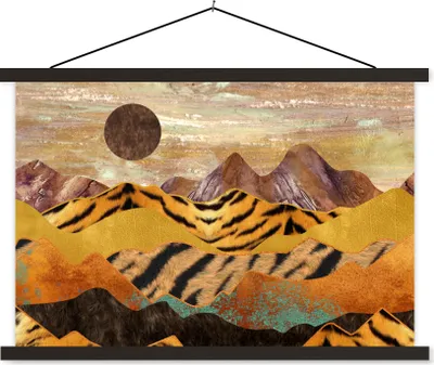 Produktbild von MuchoWow® Textilposter Marmor - Tigerdruck - Gold 150x100 cm mit schwarzem Rahmen - Schlafzimmer