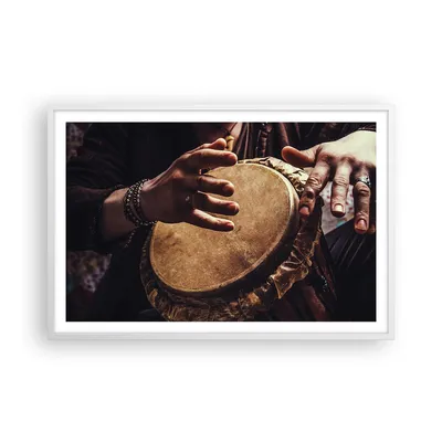 Produktbild von Gerahmtes Poster - Weißer Rahmen - Trommel Indien Musiker - 91,5x61 cm - Wand Bild - Wanddeko - Wandbilder - Kunstposter - Wandposter - Bilderrahmen - Bilder - Kunstdruck - P2WAA91x61-4866
