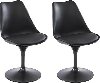 Produktbild von 2er-Set Stühle aus Polypropylen, Ökoleder und Metall - Schwarz - XAFY