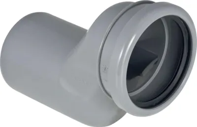 A close-up studio shot of a gray plumbing elbow fitting.