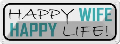 Produktbild von vianmo Blechschild 10x27 cm Happy wife Life Dekoration