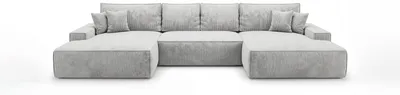Image de Canapé d’angle VERONA U gris velours côtelé Poso 55 - fonction couchage, coffre de rangement pour la literie