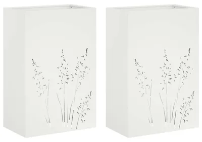 Image de vidaXL Jardinières pour plantes, lot de 2, blanches, 50 x 30 x 75 cm