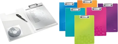 Produktbild von Leitz WOW Clipfolder with cover, A4, Hartschaumstoff, Blau, 75 Blätter, 1 Taschen, 230 mm