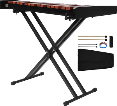 Immagine prodotto di SucceBuy glockenspiel con 37 note, xilofono di alta qualità in legno, supporto regolabile in altezza Acciaio al carbonio, inclusi 4 mazzuoli e borsa per il trasporto, set di strumenti musicali ideale per i principianti
