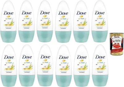 Produktbild von Dove Go Fresh Aloe und Birne Deodorante Roll-On,48h Schutz Deodorant 12x 50ml + Italian Gourmet polpa 400g