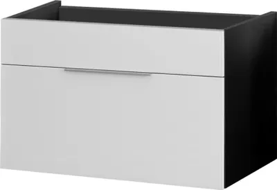 Produktbild von FACKELMANN Waschtischunterschrank KARA / Badschrank mit Soft-Close-System / Maße (B x H x T): ca. 80 x 59 x 49 cm / fürs WC oder Badezimmer / Korpus: Anthrazit / Front: lackiertes Glas in Weiß