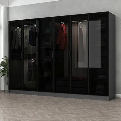 Produktbild von Nogaro - Großer Kleiderschrank, 270x210h cm Anthrazit Schwarz, Kleiderständer