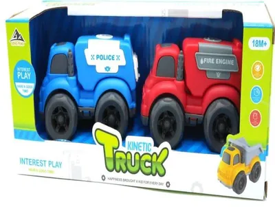 Obrázok produktu pre Jonotoys Kinetické nákladné autá policajný a hasičský set