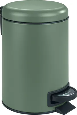 A green pedal bin with a black pedal and rim.