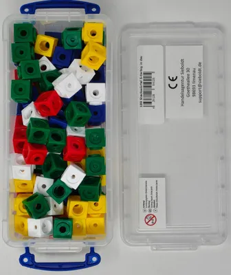 Produktbild von 100 Steckwürfel 5- farbig 1,7cm in der Box