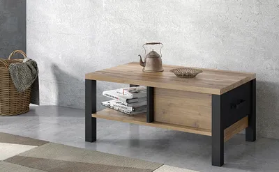 Image de Table basse 90 x 56 cm en épicéa d'Appenzell noir - Table de salon moderne