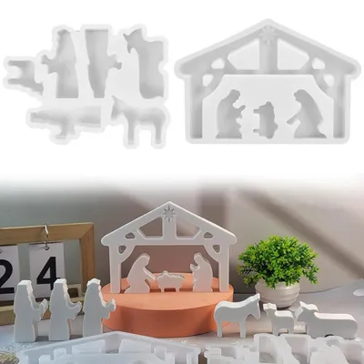 Immagine prodotto di Set di 2 stampi in silicone a tema natalizio per realizzare decorazioni fai-da-te, candele o oggetti in gesso