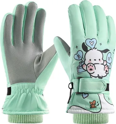 Produktbild von Handschuhe Kinder, Warm Skihandschuhe, rutschfeste Handschuhe, Winterhandschuhe, Snowboard, Ski, Grün
