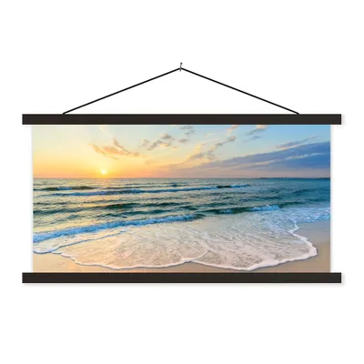 Produktbild von MuchoWow® Textilposter Strand - Meer - Sonnenuntergang - Golf 120x60 cm mit schwarzem Rahmen - Dekoration Schlafzimmer