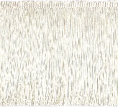 Fransenborte 155 mm in Perlweiß – Glänzendes Zierband für Kissen, Vorhänge & Boho Kleidung.